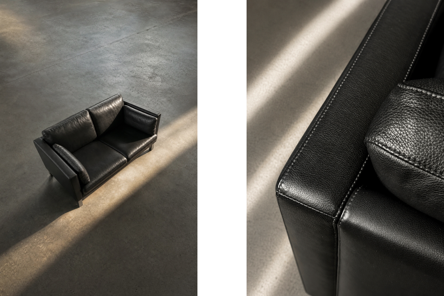 Klasyczna dwuosobowa sofa skórzana, Dania, lata 70