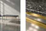 Brass coffee table with a stone top, Italy, 1970s