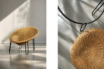 Sferyczny fotel rattanowy Bowl Chair w stylu Boho, Włochy, lata 50