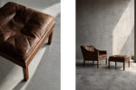 Leather lounge chair with footstool, model 2207, designed by Børge Mogensen, Fredericia, Denmark, 1960s