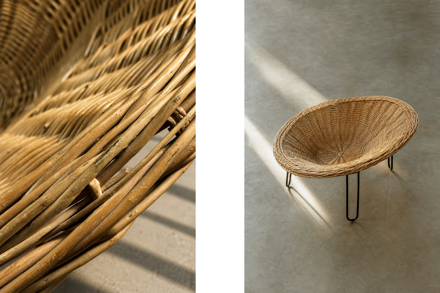 Sferyczny fotel rattanowy Bowl Chair w stylu Boho, Włochy, lata 50