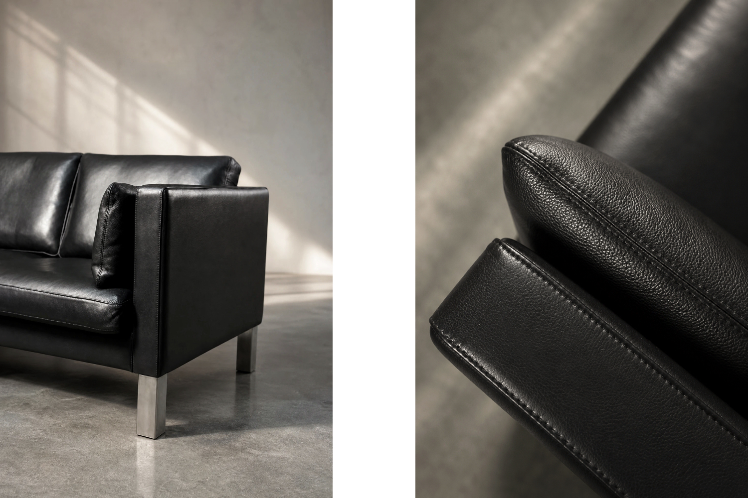 Klasyczna dwuosobowa sofa skórzana, Dania, lata 70