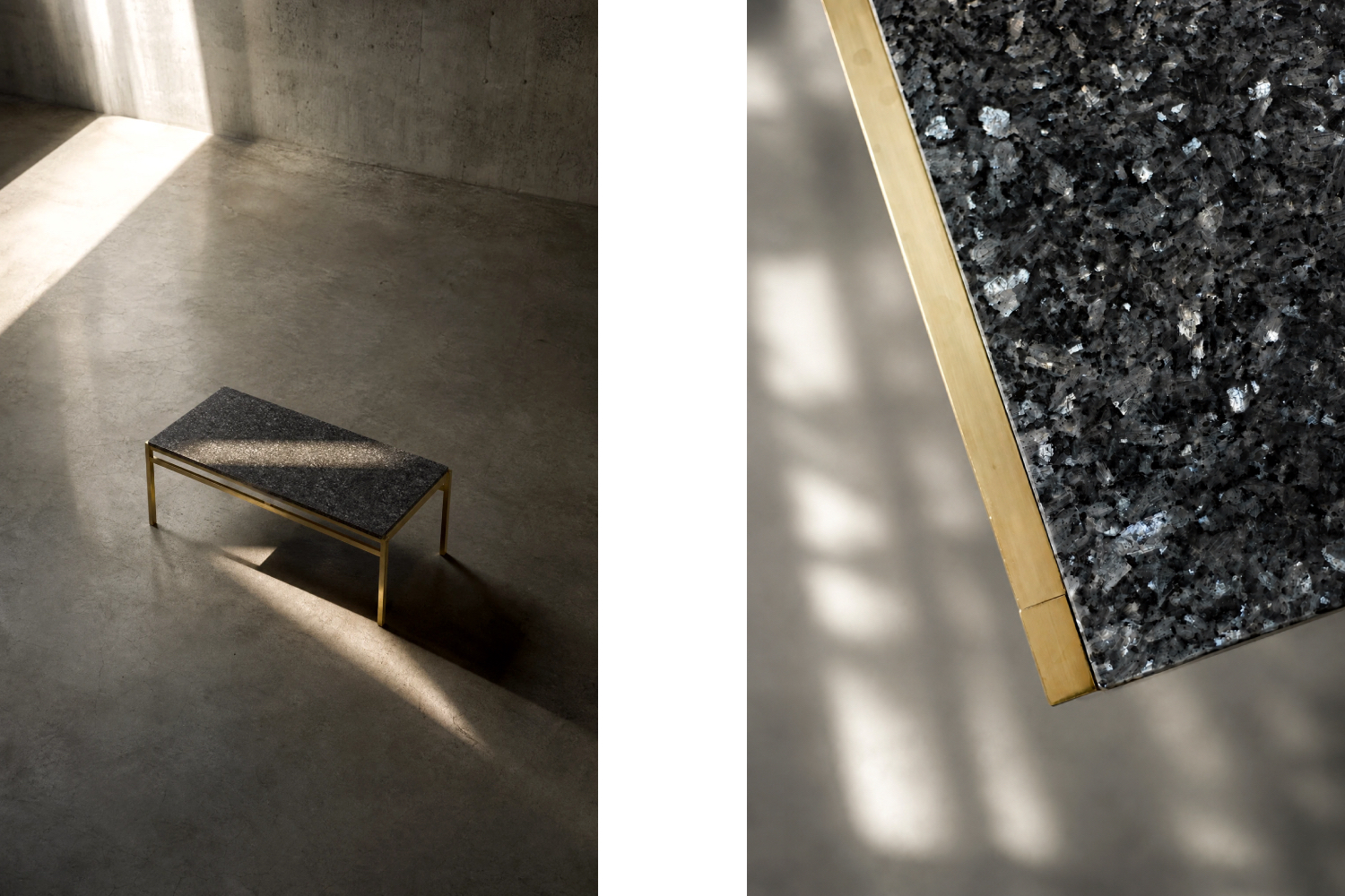Brass coffee table with a stone top, Italy, 1970s