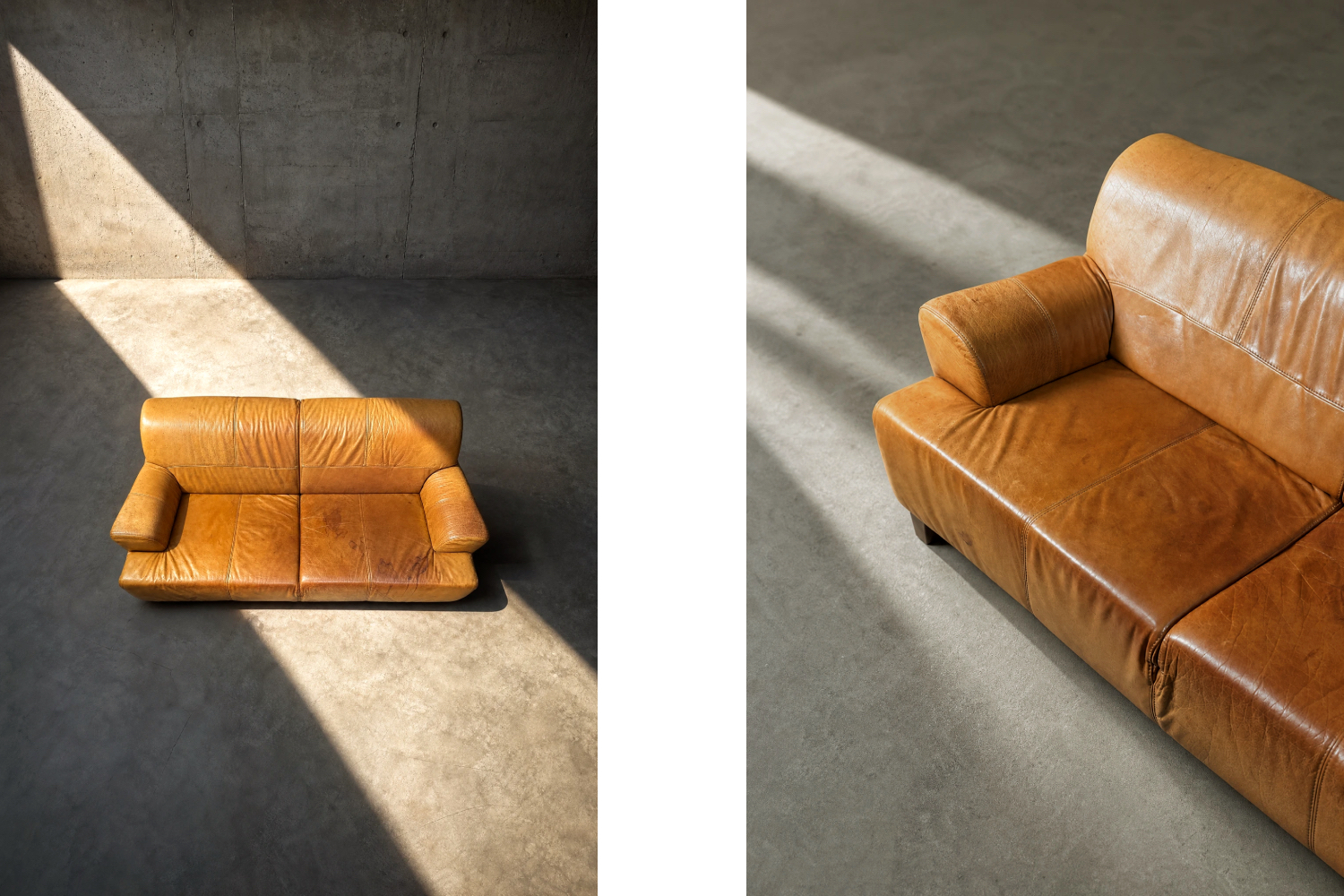 Vintage leather three-seater sofa, 1960s