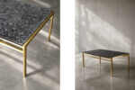 Brass coffee table with a stone top, Italy, 1970s