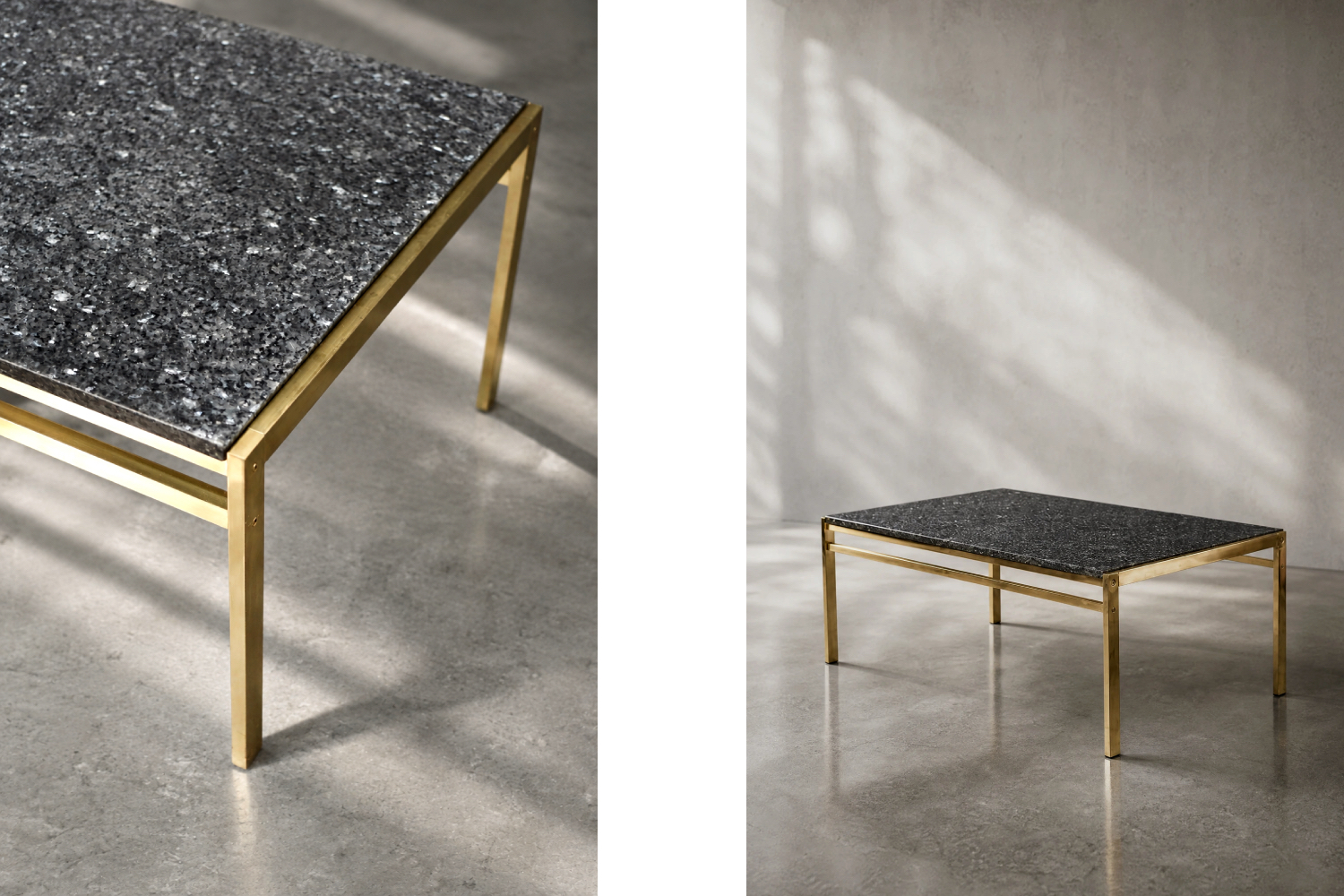 Brass coffee table with a stone top, Italy, 1970s