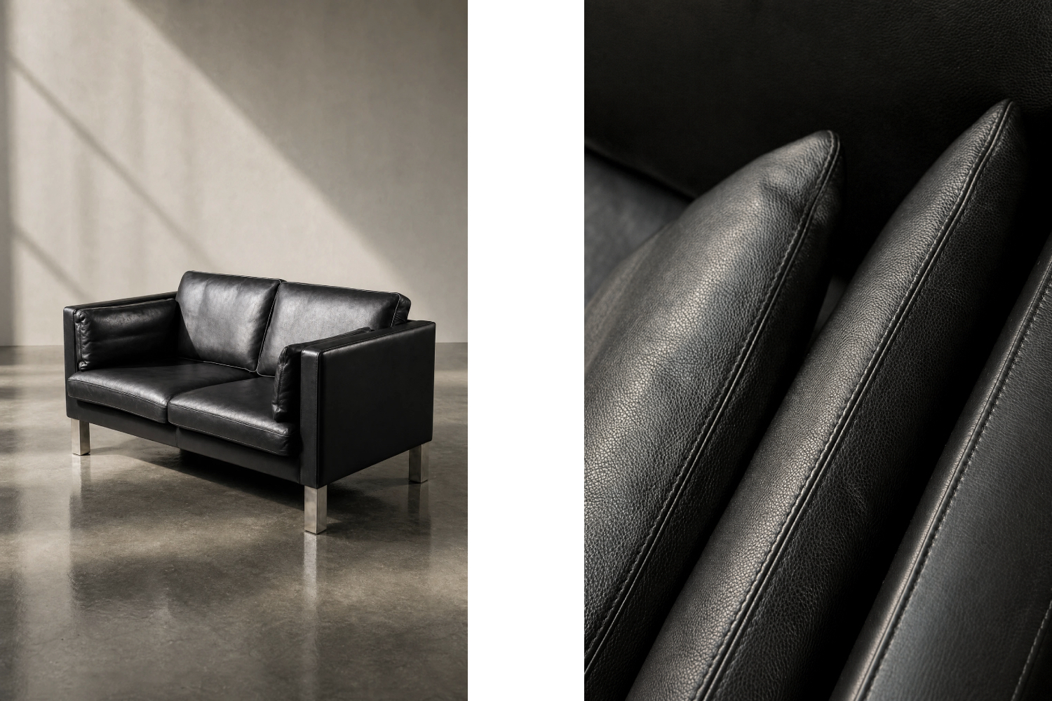 Klasyczna dwuosobowa sofa skórzana, Dania, lata 70
