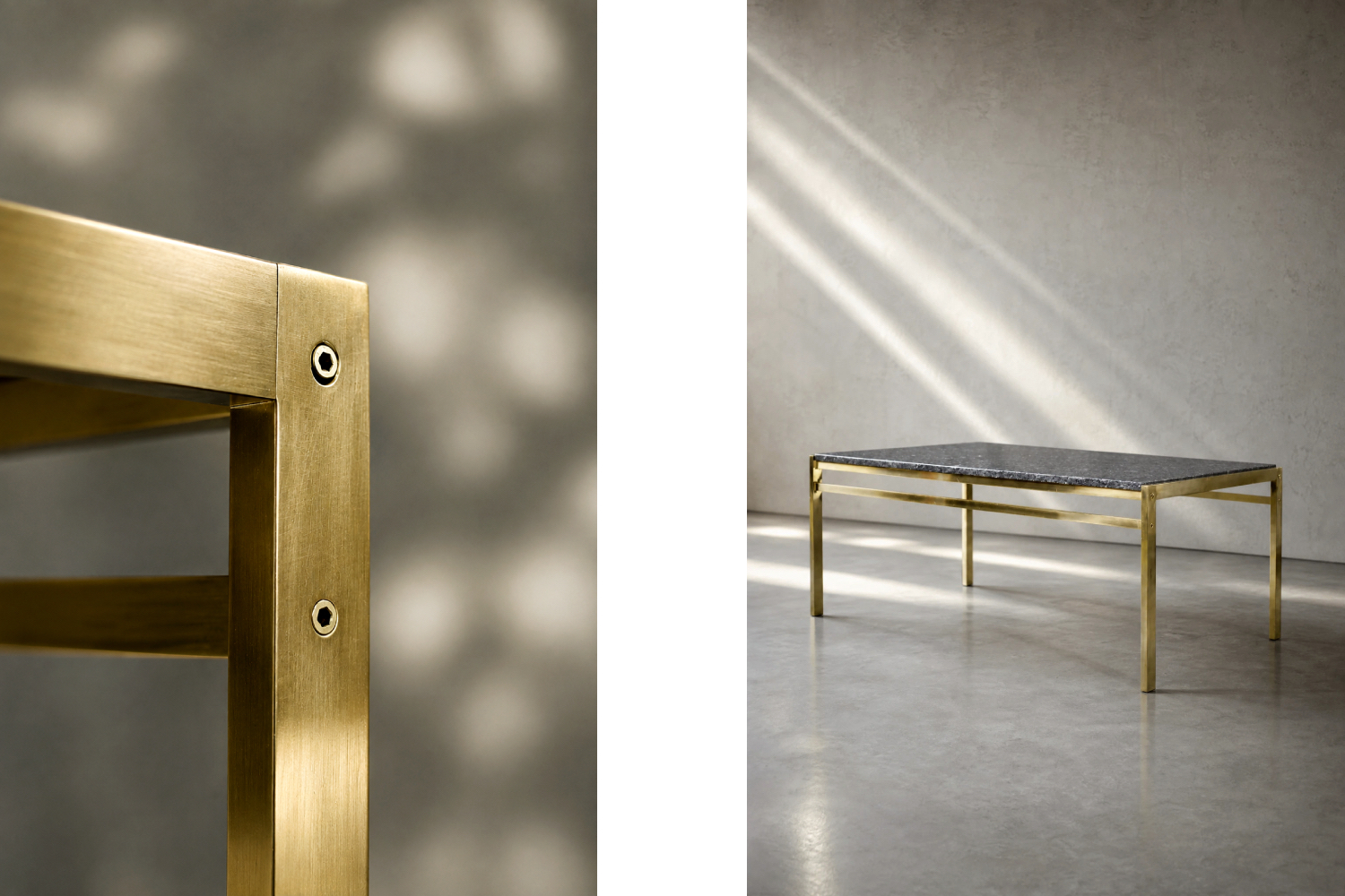 Brass coffee table with a stone top, Italy, 1970s