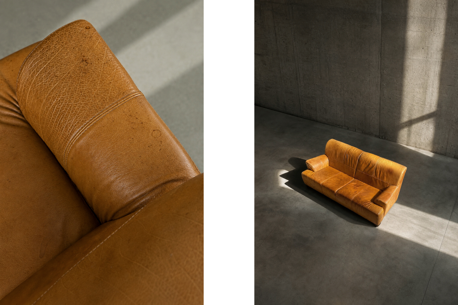 Vintage leather three-seater sofa, 1960s