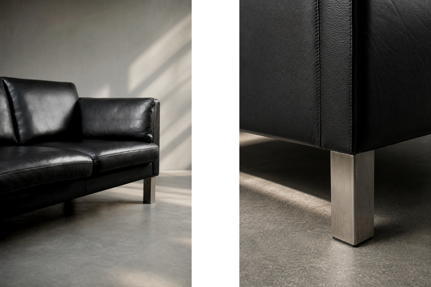 Klasyczna dwuosobowa sofa skórzana, Dania, lata 70