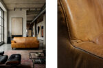 Vintage leather three-seater sofa, 1960s