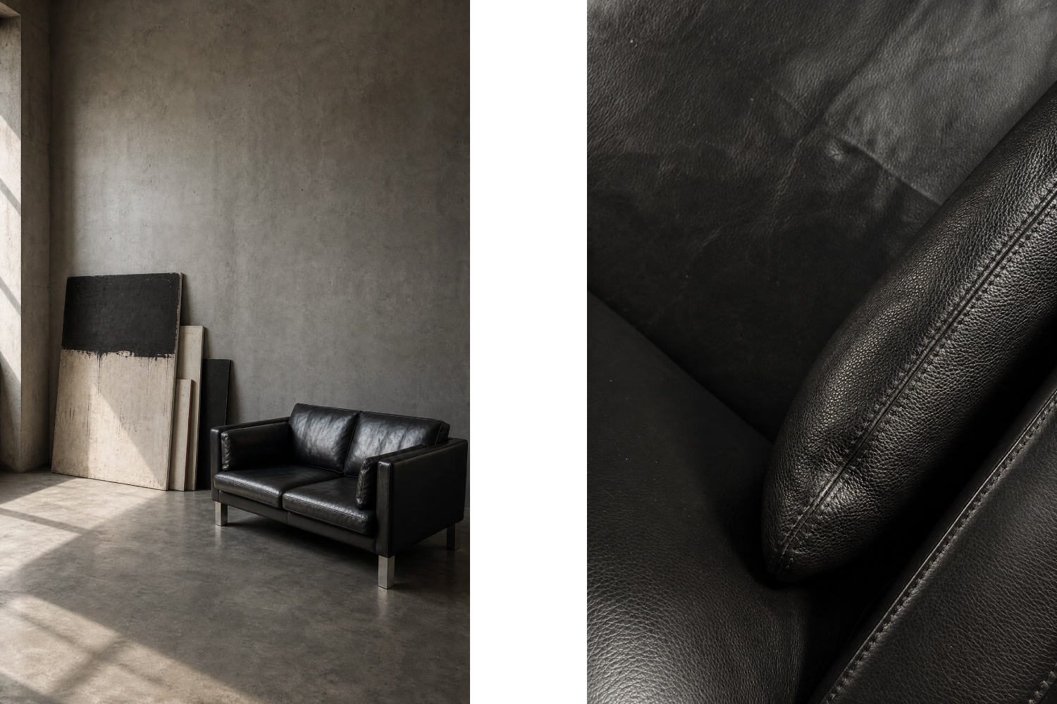 Klasyczna dwuosobowa sofa skórzana, Dania, lata 70