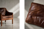 Leather lounge chair with footstool, model 2207, designed by Børge Mogensen, Fredericia, Denmark, 1960s