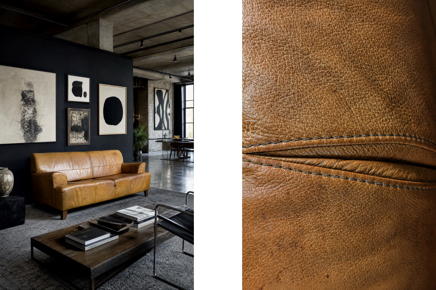 Vintage leather three-seater sofa, 1960s