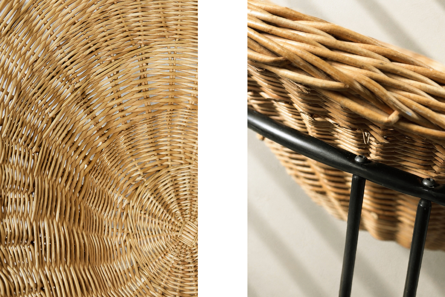 Sferyczny fotel rattanowy Bowl Chair w stylu Boho, Włochy, lata 50