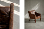 Leather lounge chair with footstool, model 2207, designed by Børge Mogensen, Fredericia, Denmark, 1960s
