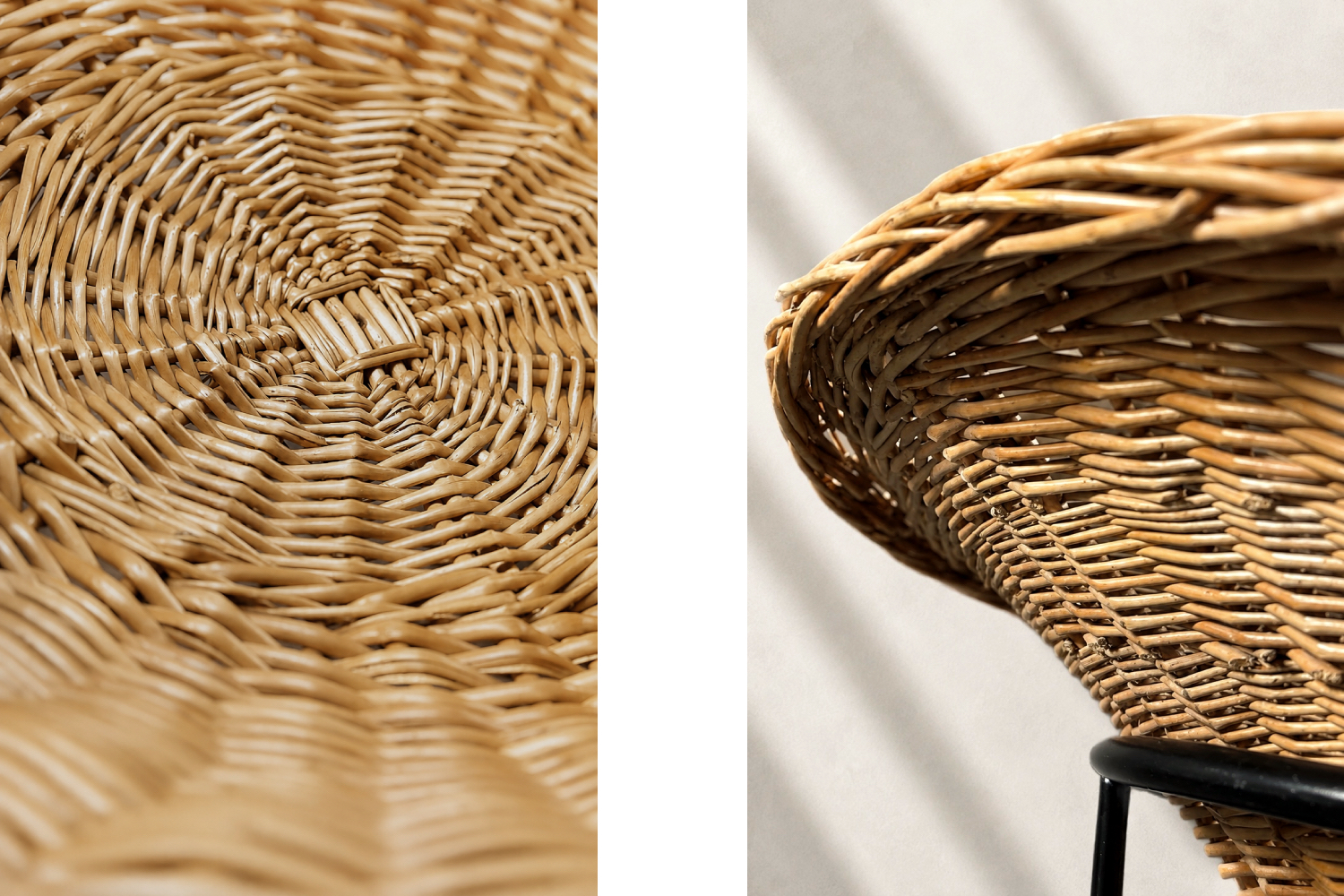 Sferyczny fotel rattanowy Bowl Chair w stylu Boho, Włochy, lata 50