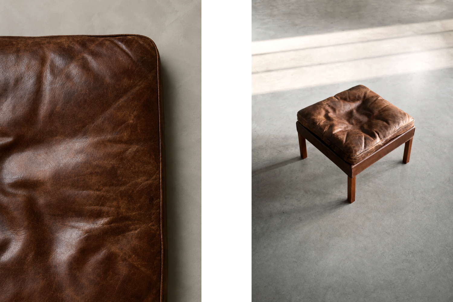 Leather lounge chair with footstool, model 2207, designed by Børge Mogensen, Fredericia, Denmark, 1960s