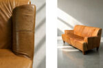 Vintage leather three-seater sofa, 1960s
