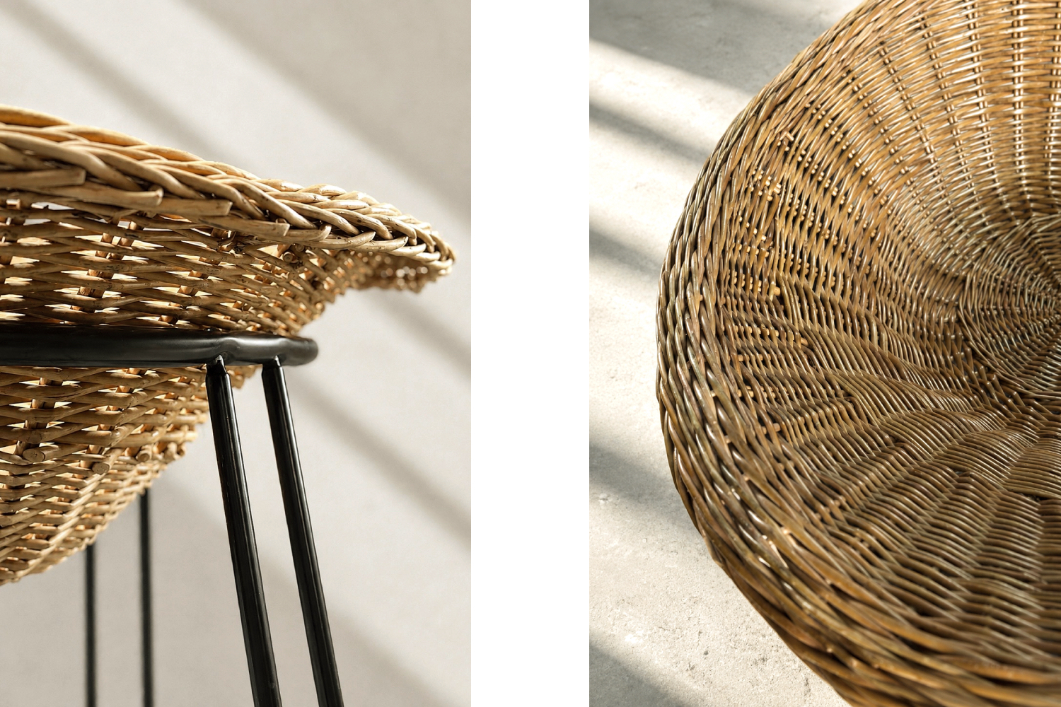 Sferyczny fotel rattanowy Bowl Chair w stylu Boho, Włochy, lata 50