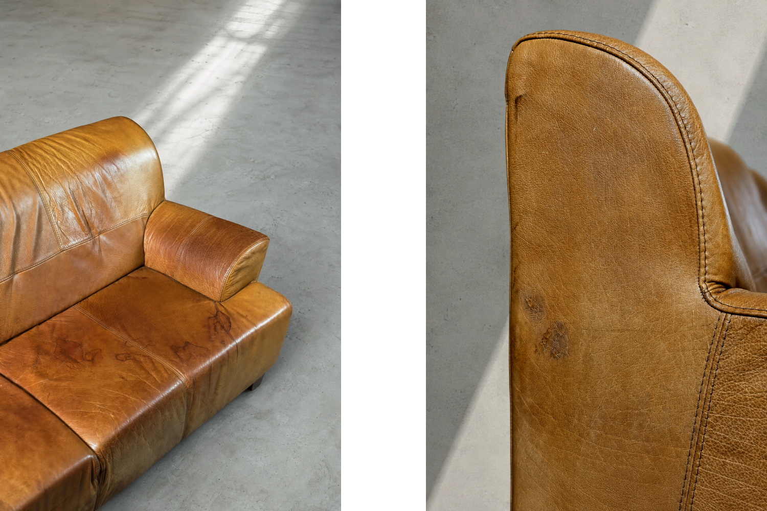 Vintage leather three-seater sofa, 1960s