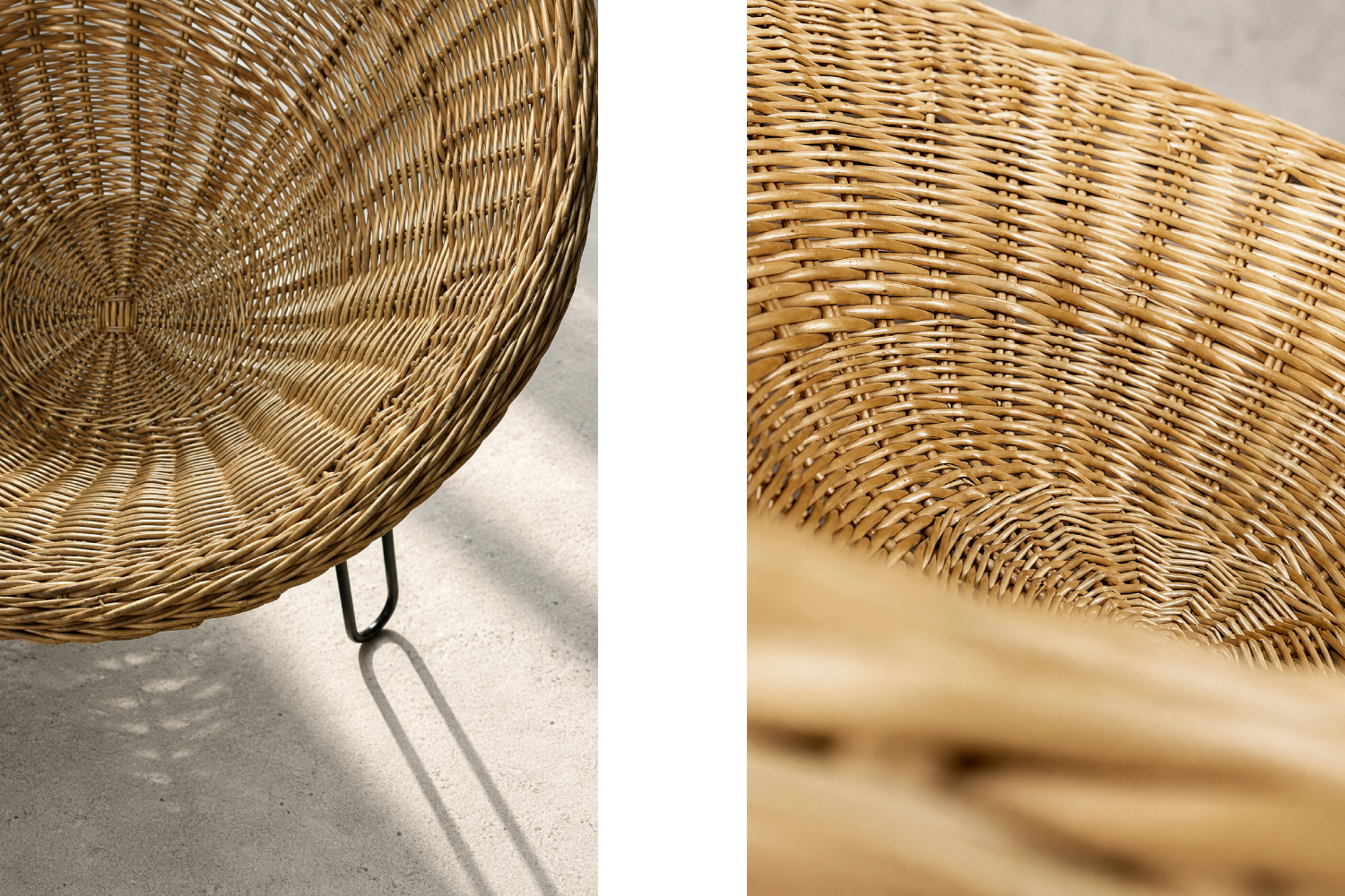 Sferyczny fotel rattanowy Bowl Chair w stylu Boho, Włochy, lata 50
