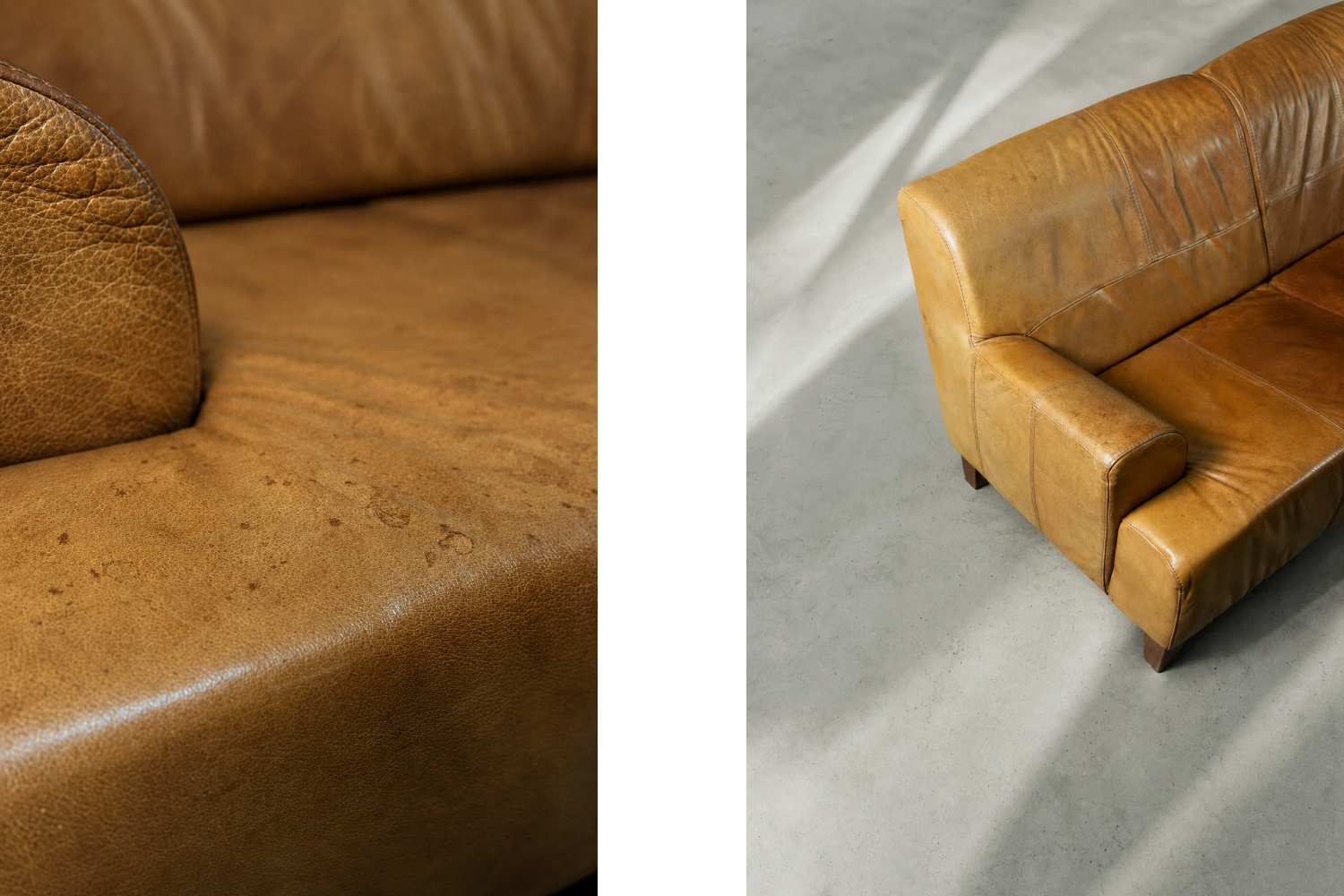 Vintage leather three-seater sofa, 1960s