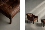 Leather lounge chair with footstool, model 2207, designed by Børge Mogensen, Fredericia, Denmark, 1960s