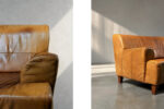 Vintage leather three-seater sofa, 1960s