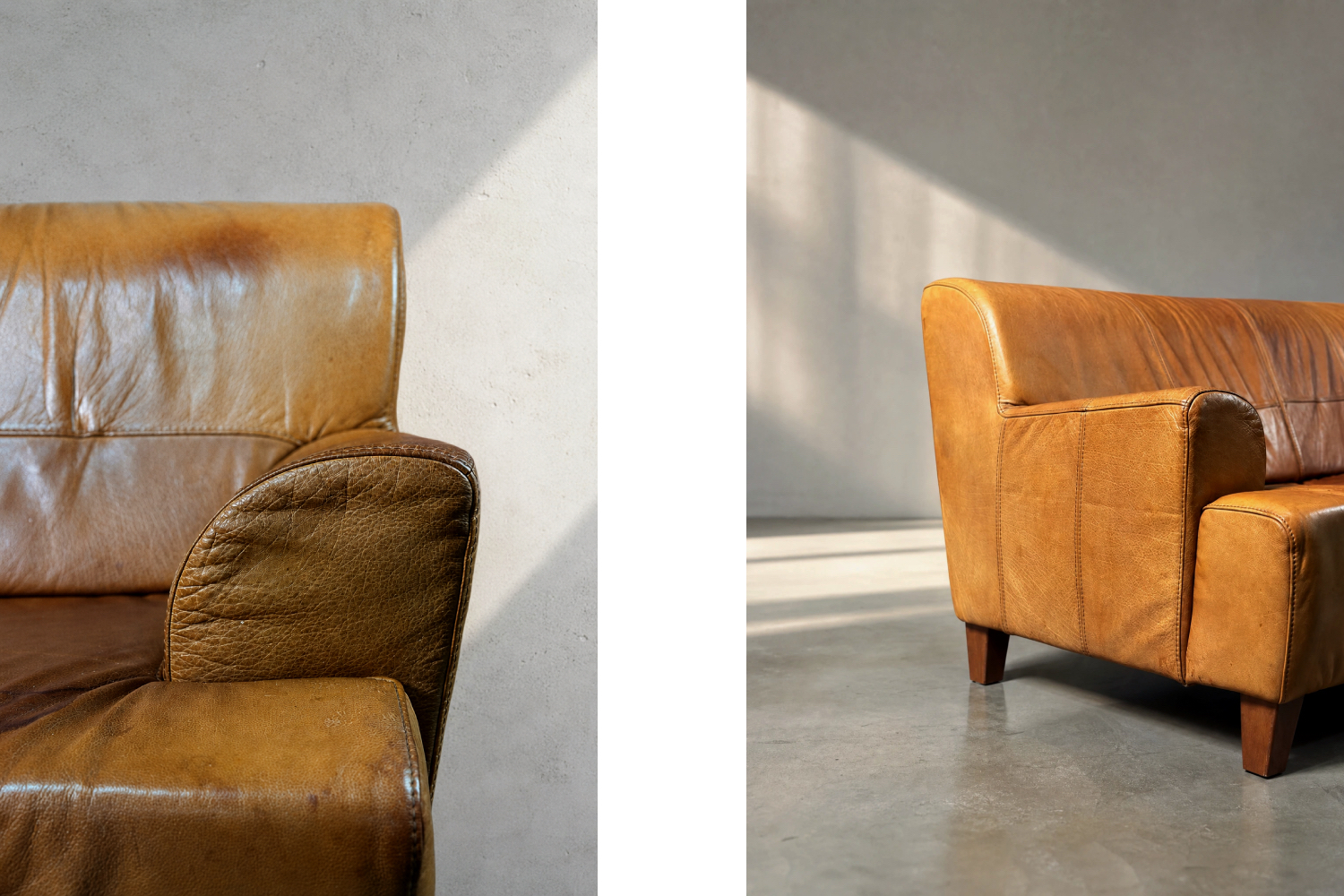 Vintage leather three-seater sofa, 1960s