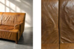 Vintage leather three-seater sofa, 1960s
