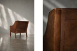 Leather lounge chair with footstool, model 2207, designed by Børge Mogensen, Fredericia, Denmark, 1960s