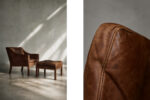 Leather lounge chair with footstool, model 2207, designed by Børge Mogensen, Fredericia, Denmark, 1960s