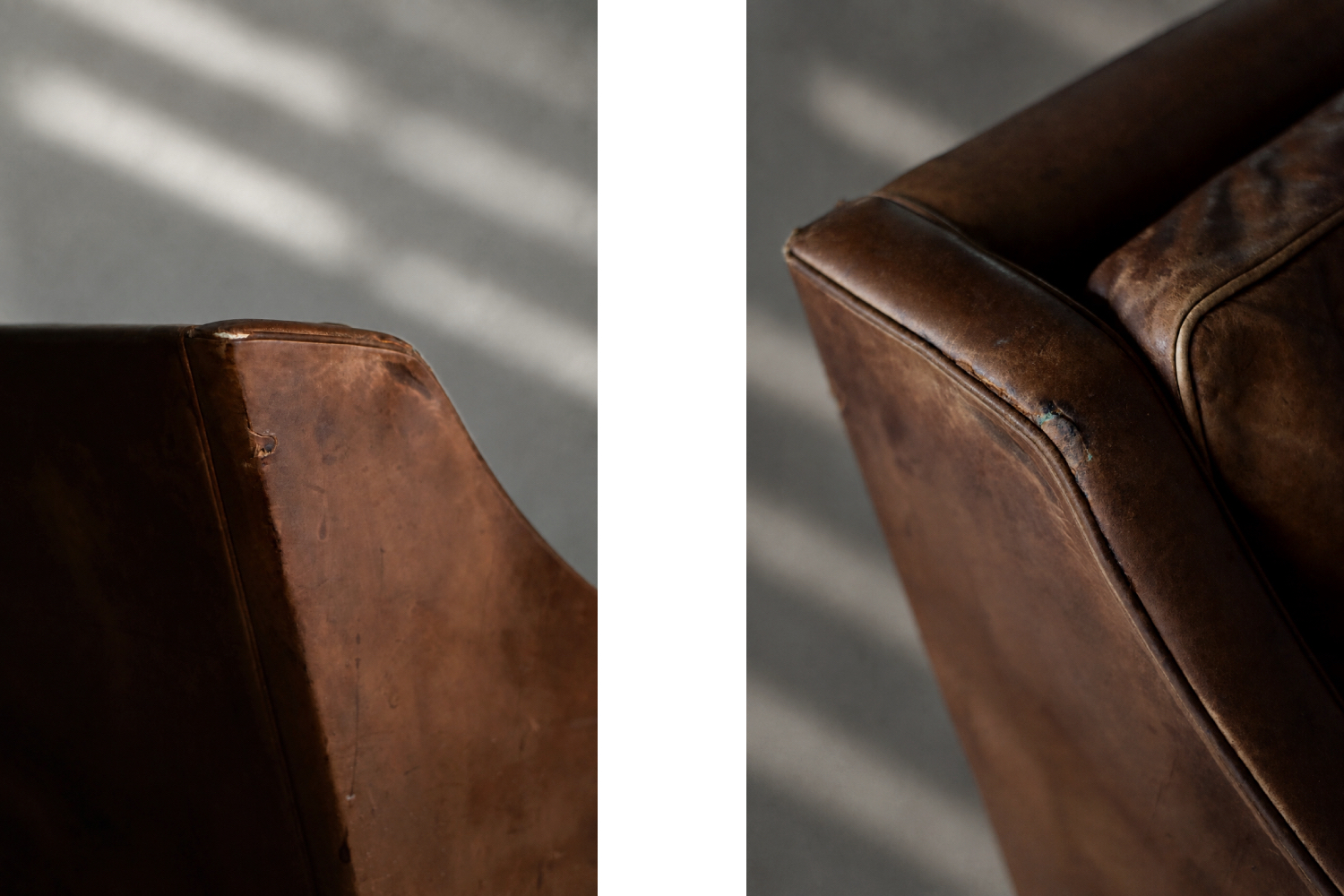 Leather lounge chair with footstool, model 2207, designed by Børge Mogensen, Fredericia, Denmark, 1960s