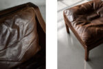 Leather lounge chair with footstool, model 2207, designed by Børge Mogensen, Fredericia, Denmark, 1960s