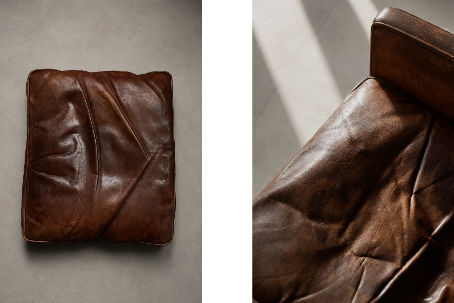 Leather lounge chair with footstool, model 2207, designed by Børge Mogensen, Fredericia, Denmark, 1960s