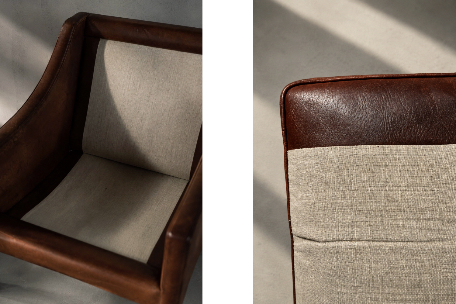 Leather lounge chair with footstool, model 2207, designed by Børge Mogensen, Fredericia, Denmark, 1960s