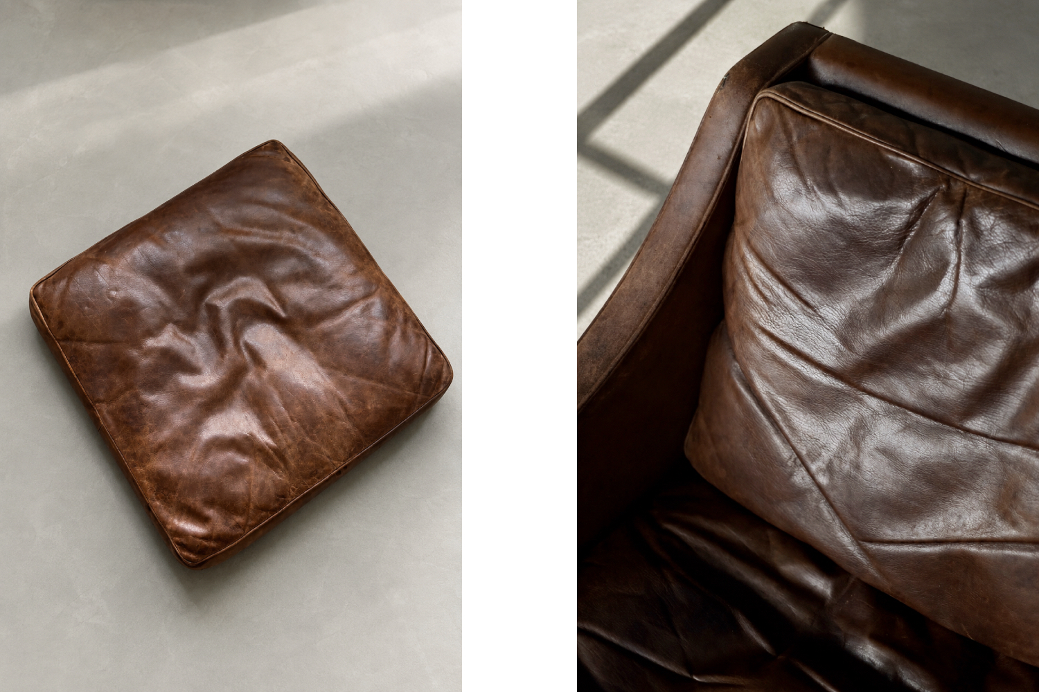Leather lounge chair with footstool, model 2207, designed by Børge Mogensen, Fredericia, Denmark, 1960s