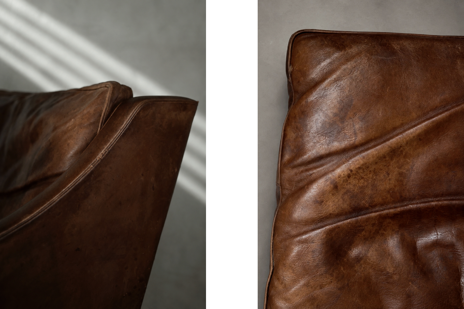 Leather lounge chair with footstool, model 2207, designed by Børge Mogensen, Fredericia, Denmark, 1960s