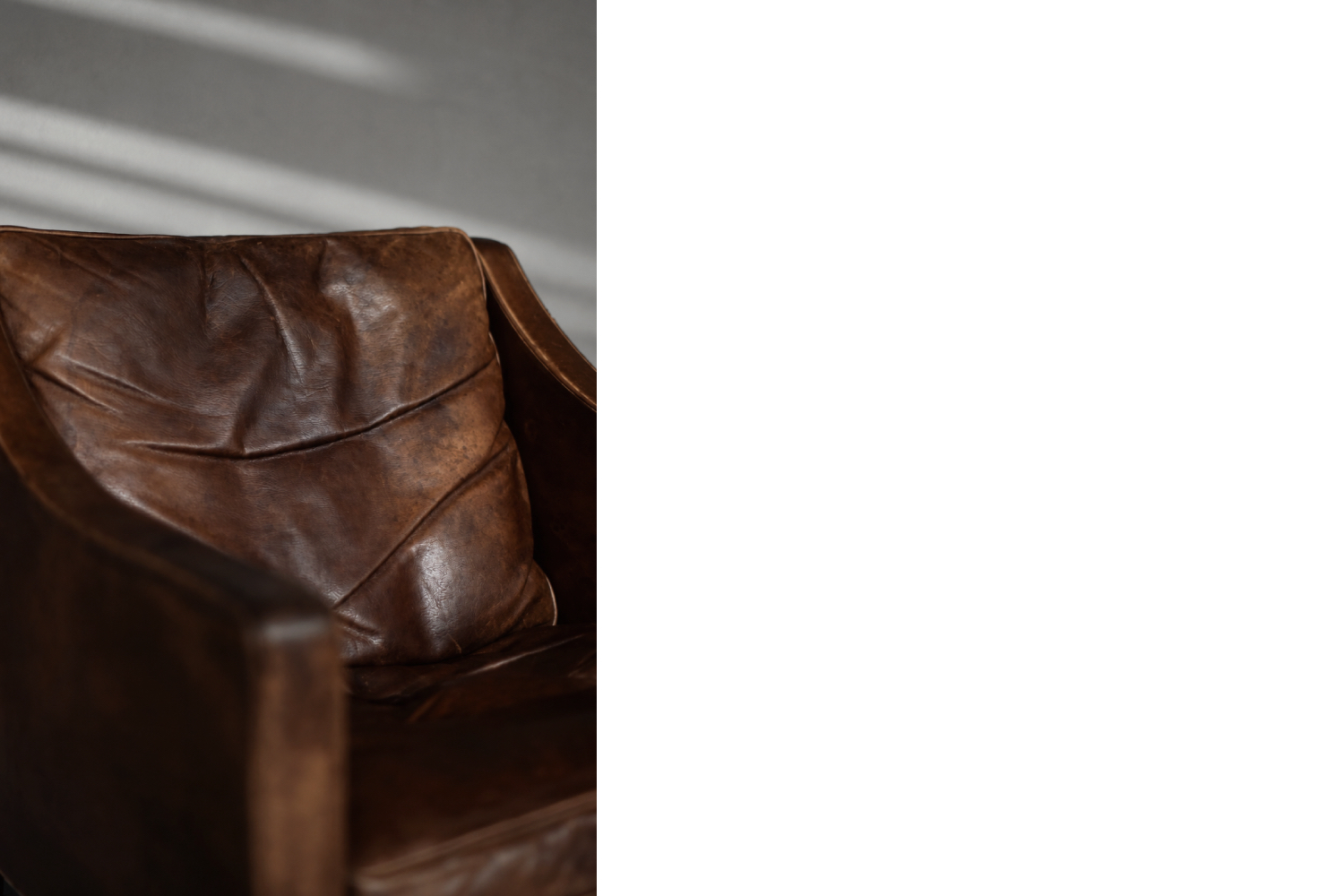 Leather lounge chair with footstool, model 2207, designed by Børge Mogensen, Fredericia, Denmark, 1960s