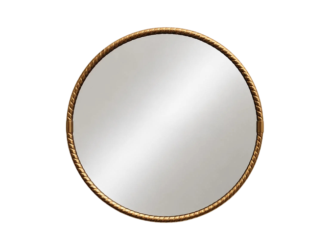 Round Hollywood Regency wall mirror in a brass frame, 1970s