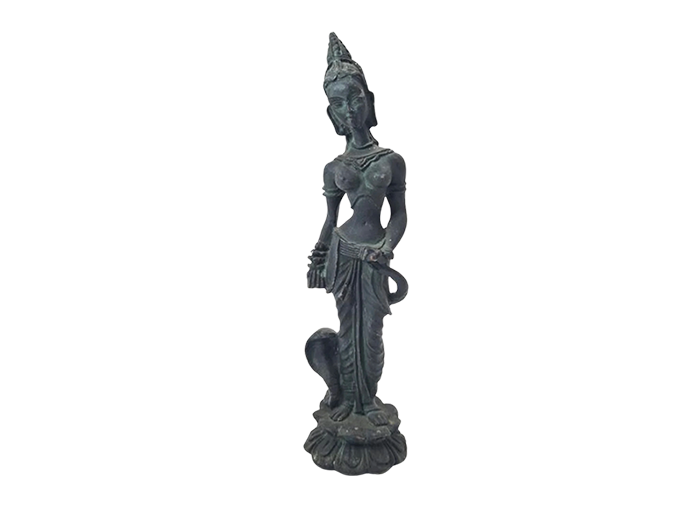 Bronze sculpture depicting a Southeast Asian temple dancer on a lotus base, 1970s