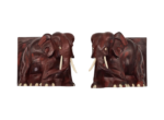 Vintage carved elephant-shaped bookends