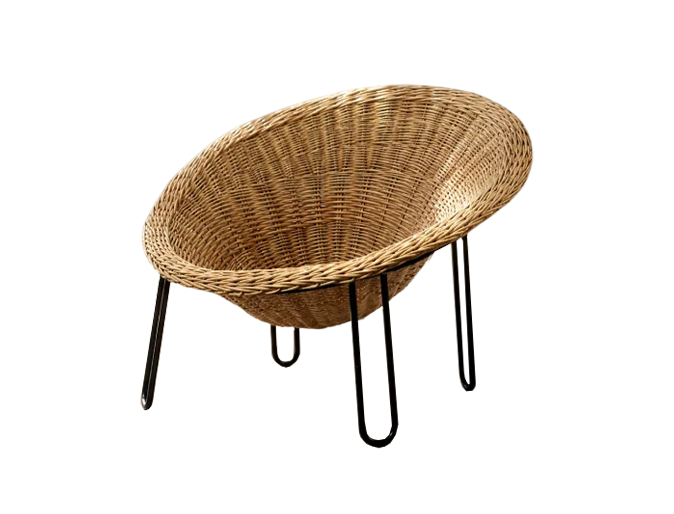 Spherical rattan Bowl Chair in Boho style, Italy, 1950s