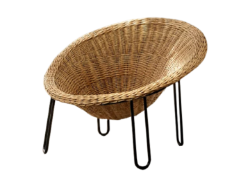 Sferyczny fotel rattanowy Bowl Chair w stylu Boho, Włochy, lata 50