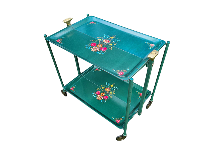 Folding trolley with floral decoration, 1960s/70s