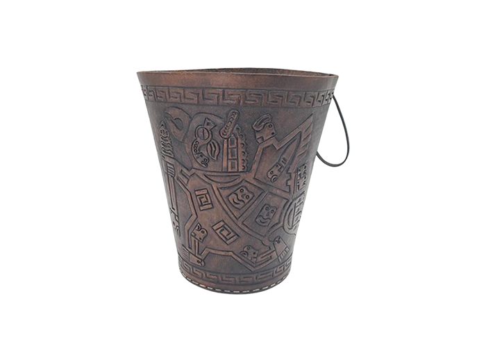 Aztec-style leather container, Imprex, West Germany, 1970s