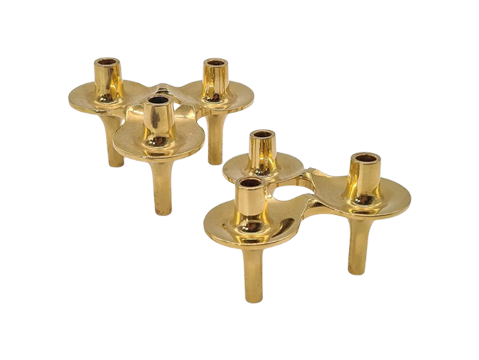 Orion modular brass candle holders, BMF, Denmark, 1970s