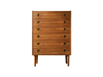 Wysoka tekowa komoda typu Highboy z szufladami, Dania, lata 60