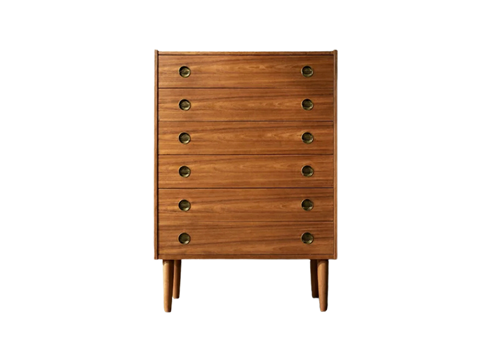 Wysoka tekowa komoda typu Highboy z szufladami, Dania, lata 60